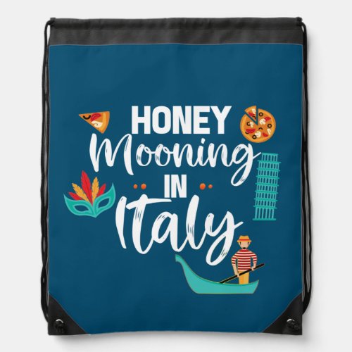 Honeymooning in Italy Couple Matching Vacation  Drawstring Bag