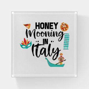 Honeymooning in Italy Couple Matching Vacation Paperweight