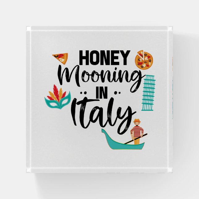 Honeymooning in Italy Couple Matching Vacation  Paperweight (Front)