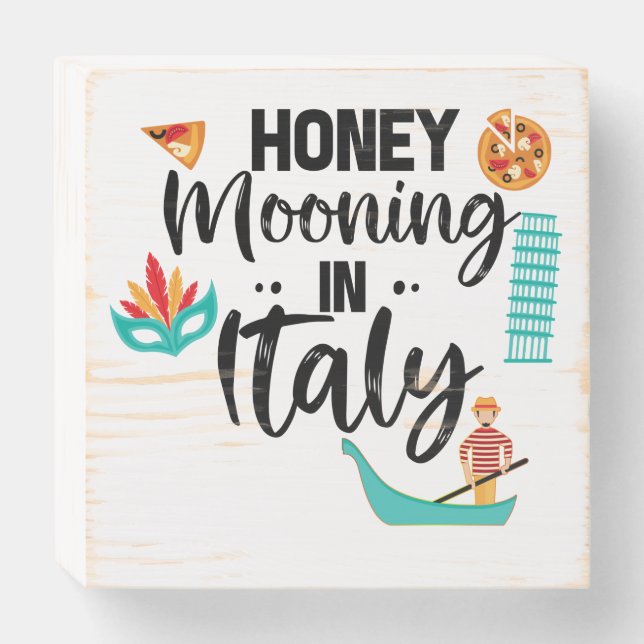 Honeymooning in Italy Couple Matching Vacation  Wooden Box Sign (Front Horizontal)