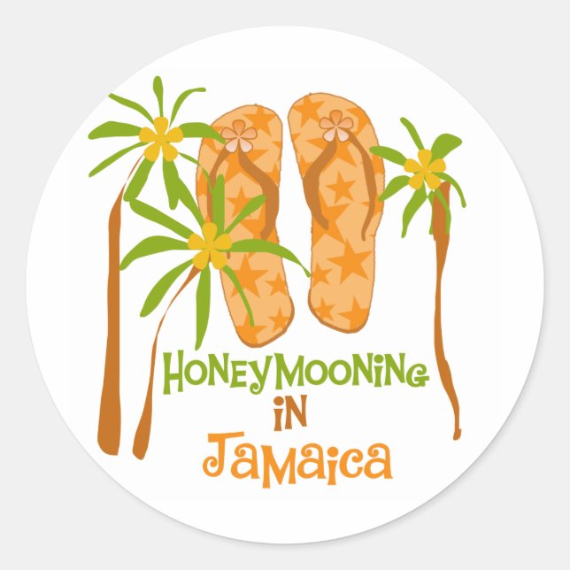 Honeymooning in Jamaica Classic Round Sticker (Front)