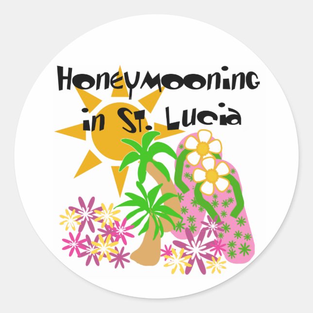 Honeymooning in St. Lucia Classic Round Sticker (Front)