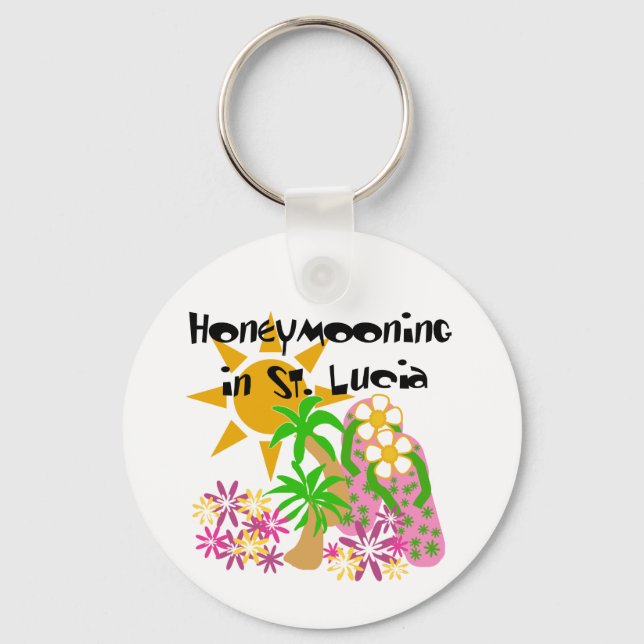 Honeymooning in St. Lucia Keychain (Front)