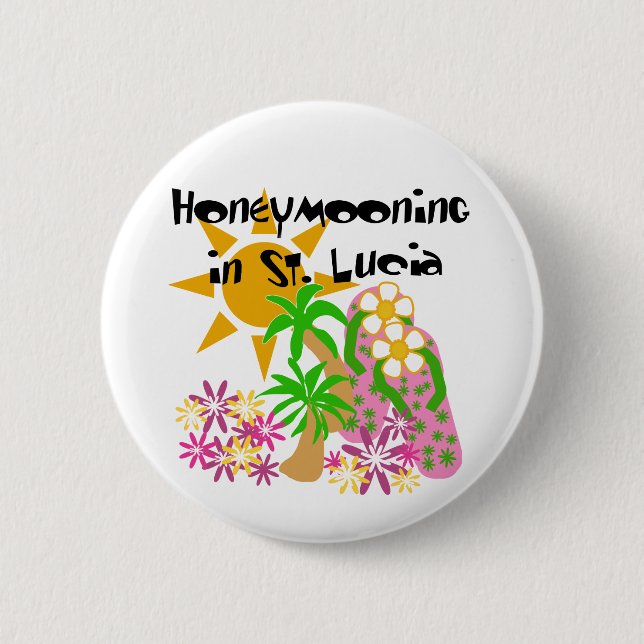 Honeymooning in St. Lucia Pinback Button (Front)