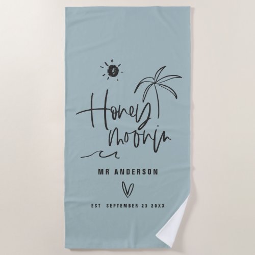 Honeymooning palm tree wedding gift beach towel