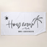 Honeymooning palm tree wedding gift beach towel<br><div class="desc">Modern,  hand-written script calligraphy to let everyone know this isn't just a holiday. This is your honeymoon. Part of a collection. Change the color to adapt.</div>