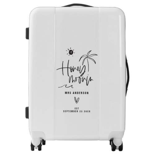 Honeymooning palm tree wedding gift luggage