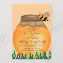 Honeypot and Bumblebee Sip See Baby Shower Invitation