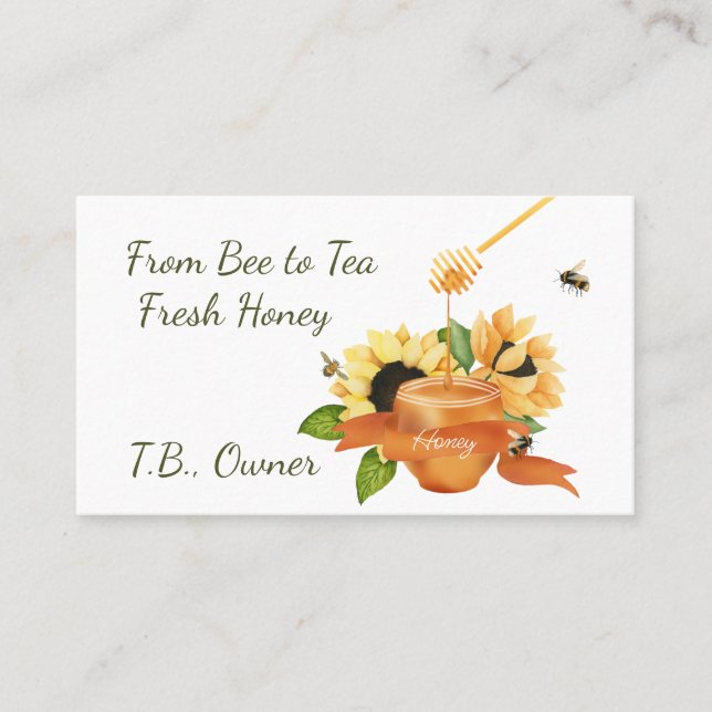 Honeypot and Flowers Fresh Honey Business Card (Front)
