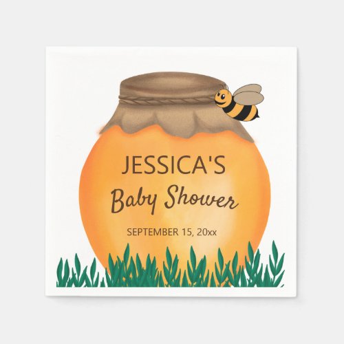 Honeypot Bumblebee Baby Shower White Napkins