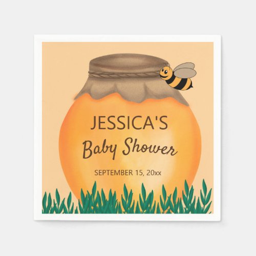 Honeypot Bumblebee Baby Shower Yellow Napkins