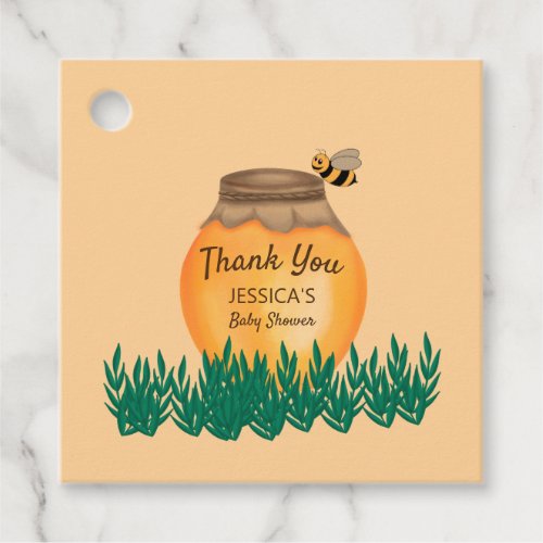 Honeypot Bumblebee Yellow Baby Shower Thank You Favor Tags