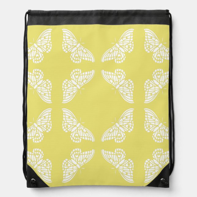 Honeysuckle and Crafts Butterflies Drawstring Bag (Front)