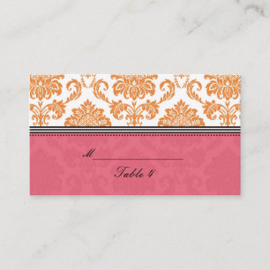 Honeysuckle and Tangerine Damask Placecards
