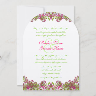 Honeysuckle Apple Green Paisley Wedding Invitation