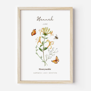 Honeysuckle Birth Month Flower Poster