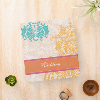 Honeysuckle Blue Curacao Beeswax Damask Wedding Binder