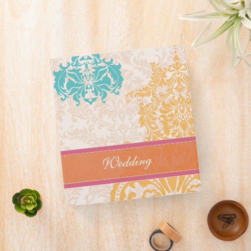 Honeysuckle Blue Curacao Beeswax Damask Wedding Binder