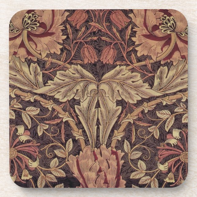 Honeysuckle by William Morris, Garden Flowers Art Beverage Coaster (Front)