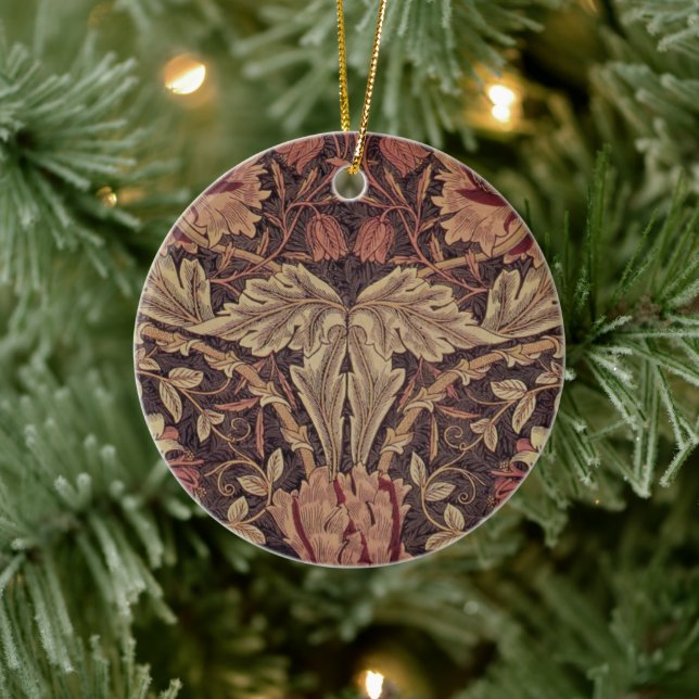 Honeysuckle by William Morris, Garden Flowers Art Ceramic Ornament (Tree)