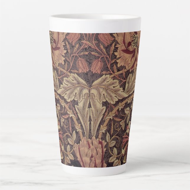 Honeysuckle by William Morris, Garden Flowers Art Latte Mug (Front)