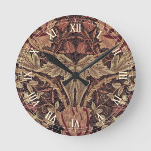 Honeysuckle by William Morris, Garden Flowers Art Round Clock