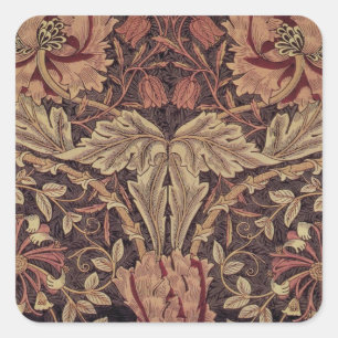 Honeysuckle by William Morris, Garden Flowers Art Square Sticker