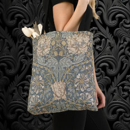 Honeysuckle by William Morris, Vintage Flowers Art Tote Bag