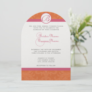 Honeysuckle & Coral Rose Wedding Invites