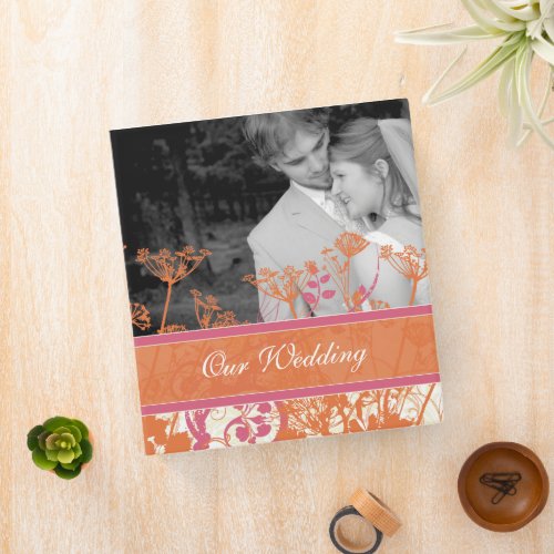 Honeysuckle Coral Rose Wild Flower Wedding 3 Ring Binder