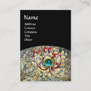 HONEYSUCKLE Fantasy Floral Aquamarine Bue Gemstone Business Card