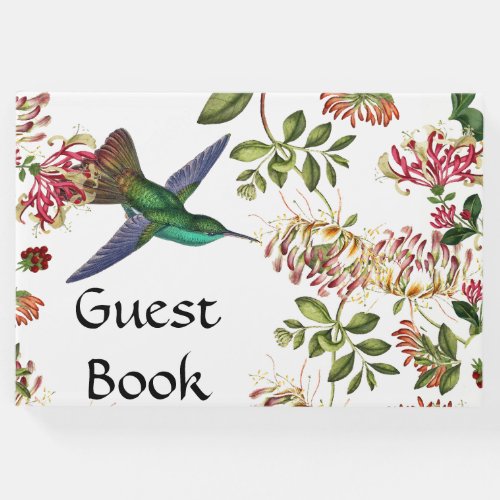 Honeysuckle Flowers Hummingbird Bird Guest Book
