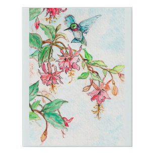 Honeysuckle Hummingbird Faux Canvas Print