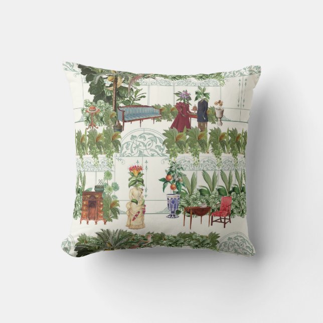Honeysuckle in Waiting | Natural Throw Pillow (Front)