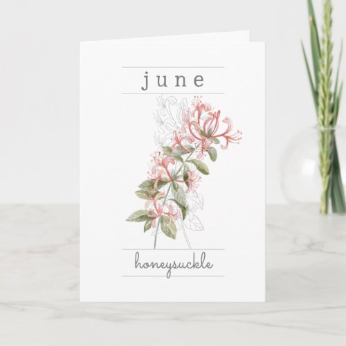 Honeysuckle June Birth Flower Blank Birthday Card