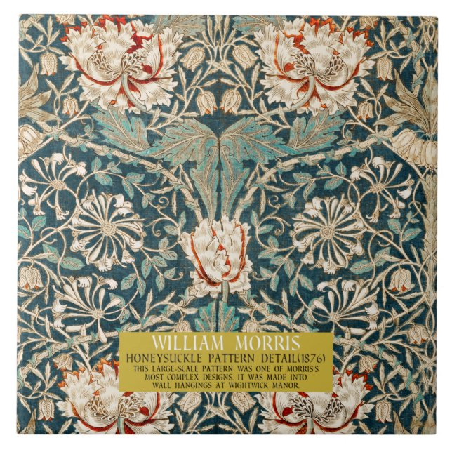 Honeysuckle Pattern - Design of William Morris  Ceramic Tile (Front)