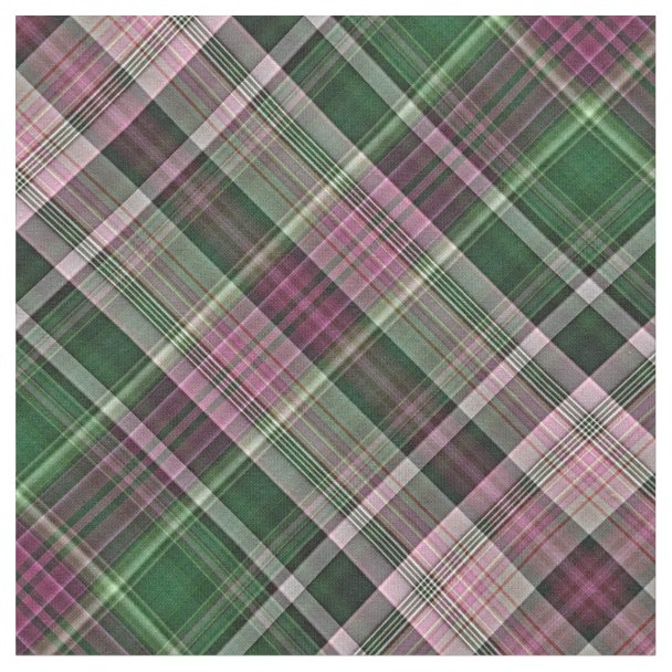pink green plaid fabric | Zazzle