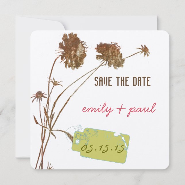 Honeysuckle Pink Flower Botanical Save the Date (Front)