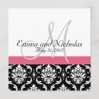 Honeysuckle Pink Monogram Wedding Invitation