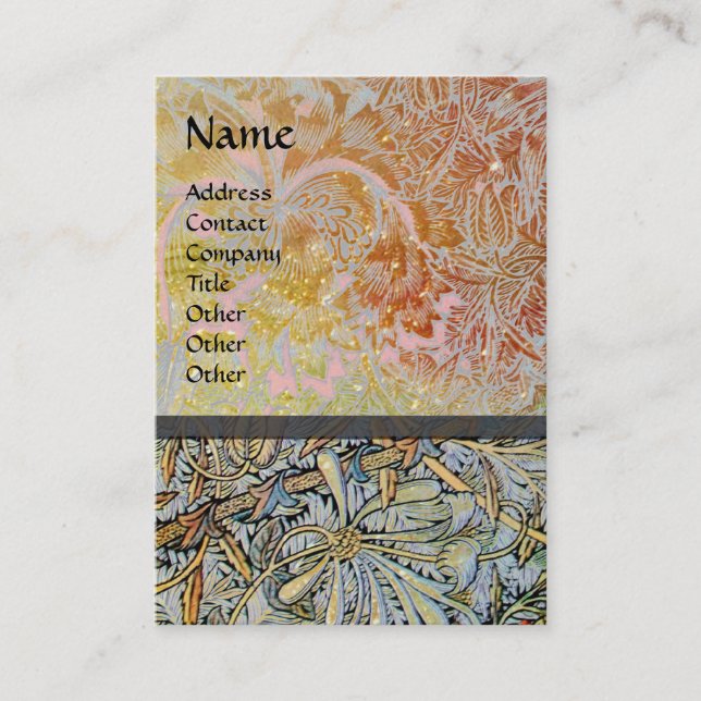 HONEYSUCKLE Pink Red White Brown Gold Yellow Flora Business Card (Front)