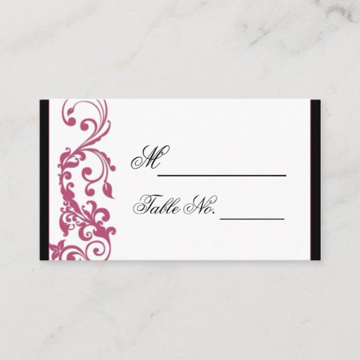 Customizable Honeysuckle Pink Rounded Corner Wedding Place Card Business Card Templates