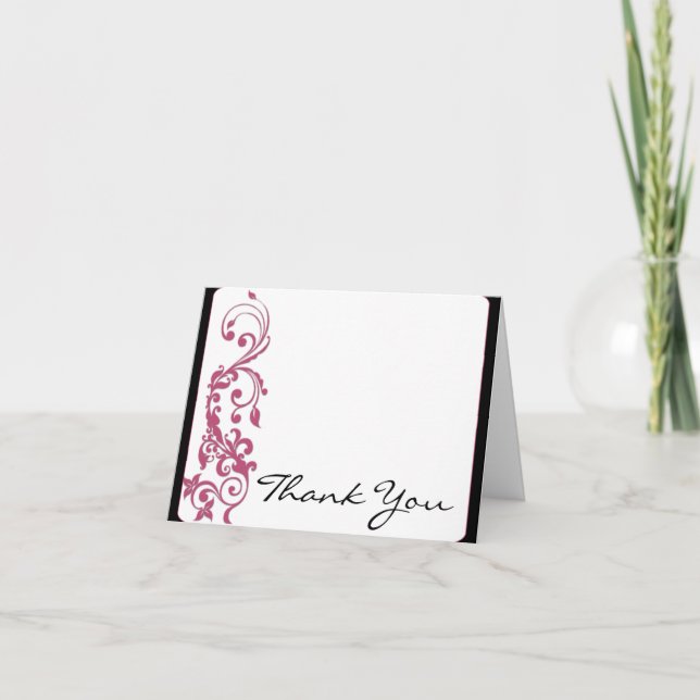Honeysuckle Pink Rounded Corner Wedding Thank You (Front)