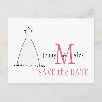 Honeysuckle Pink Save The Date Cards Wedding Dress by WeddingCentre at Zazzle