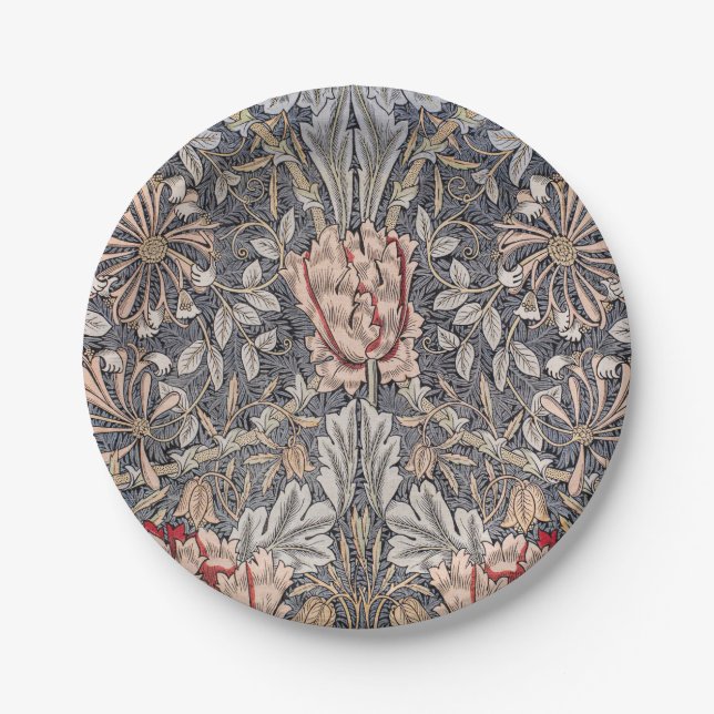Honeysuckle Print (by William Morris) Paper Plates (Front)