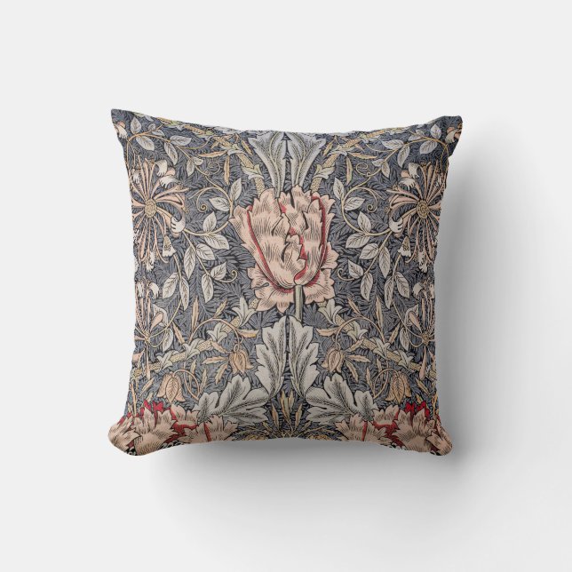 Honeysuckle Print (by William Morris) Throw Pillow (Front)