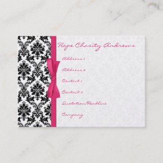Honeysuckle Ribbon Black Damask Business Cards