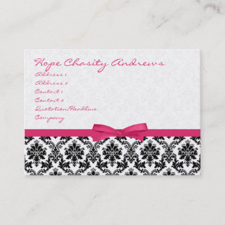 Honeysuckle Ribbon Black Damask Floral - Business Card