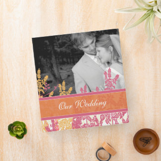 Honeysuckle Terracotta Coral Yellow Damask Wedding Binder