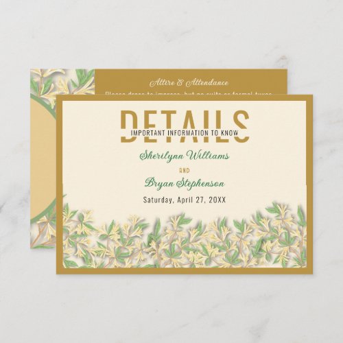 Honeysuckle Wedding Details Enclosure Card