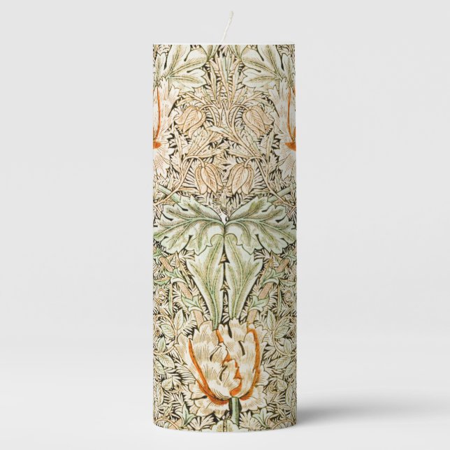 Honeysuckle, William Morris Pillar Candle (Front)